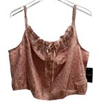 Lucky Brand Printed Tie Front Cami Matchback Large Eyelet Boho Floral Crop NWT Photo 4