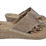 White Mountain  Beachball Gold Metallic Wedge Thong Sandals Rope/Stitch Sz 9 Photo 2