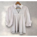 Never A Wallflower High Neck Top‎ Blouse In Pink Confetti Sz L Puff Sleeve White Size L Photo 2