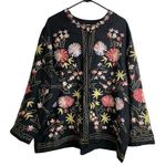 Vtg Vermont Country Store Womens 3X Plus Embroidered Button Up Top Floral Multi Black Photo 0