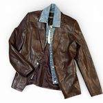 New Blue Revival Helen Blazer – Chocolate Unreal Leather sz Medium Brown Photo 0