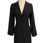 Bloomingdale’s Classic Notched Lapel Longline Blazer 100% Wool Mini Dress Size 6 Black Photo 0