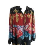 Chico's  Reversible‎ Shirt Roses Flower Print & Dots Pattern Size 2 Photo 2