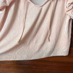 Free People Terese Velvet Blouse Pale Pink Ruffle Neck Long Sleeve Top S Photo 5