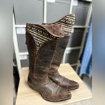 Ariat  Pendleton Caldera Barnwood Mocha Tribal Leather Western Zip Tall Boots Photo 5
