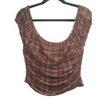 ✨Just Polly New York Brown & Beige Plaid Mesh Flannel Crop Sz XL Top Corset✨ Brown Photo 6