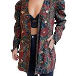 Vintage Long Line Blazer Puff Sleeve Floral By Gina Danova Size 10 Size L Photo 2