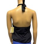 Michael Kors NWT  Black O Ring Modest Banded Bottom Halter Swim Top Small Photo 2
