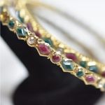 Source Unknown Prestigious Red/Green/Clear Rhinestone Gold Tone Stackable Flashy Bracelets Photo 1