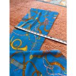 Blue Silk Scarf Equestrian Print Lightweight Rectangular 58x11 in Photo 2
