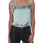 ASTR the Label Aqua Blue Satin Ruffle Crop Top small chic boho Photo 0