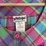 Vintage Neon plaid ruffle trim house dress Pink Size L Photo 3
