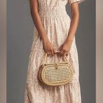 Anthropologie Somerset Taupe white Patterned Maxi Dress fall smock Medium EUC Photo 0