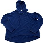 Minnie Rose  Sweater Womens Medium Blue Cutout Shoulder‎ Cashmere Hoodie Photo 0