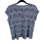 Rachel Zoe 100% Linen Blue White Cap Sleeve Knit Short Fit Knit Blouse Size L Photo 1