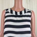 Monteau Women's  Loose Fit Sleeveless Stripe Top Blouse Size Large Black White Photo 5