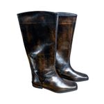 Free People NEW  Black Brown Like Lightning Tall Boots Size 8 Tortoise Riding Photo 6