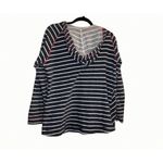 Columbia Large Womens Navy Nautical Knit Medium Weight Hoodie V Neck Photo 60