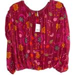 Free People  Wildflower Honey Ruffle Mesh Blouse, Size L, NWT Photo 3