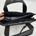 T Tahari Logo Emboss Shoulder Bag Shopper Tote Black Leather Handbag Goth Photo 4