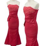 Vintage 90s Jessica McClintock Maxi Gown Lace Strapless Mermaid Skirt Pink 0 Photo 1