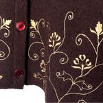 Vintage 100% Wool Tinu Cardigan Sweater Jacket Brown Embroidered Grandma Cottage Size M Photo 1