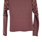 Ces Femme Mauve Mock Neck Animal Print Long Sleeve Sweater sz Small Lightweight Pink Photo 8