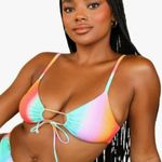 Dippin Daisy's Womens Tranquil Tie Front Bikini Top Rainbow Ombre Aura Size S Photo 0