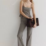 H&M Black and White Checkered Flare Pants Photo 1