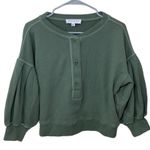 Something Navy  Greta Henley Olive Sweatshirt Women's Size XS Bell Sleeves Green Photo 0