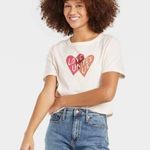 Universal Threads Universal Thread Cream Red Hearts Love Unites Us Short Sleeve T-Shirt L Photo 0