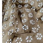 Vintage Handmade Tan White Batik Floral Maxi Dress Pockets Scoop Neck Large Size XL Photo 6