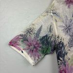 J. Jill purple green floral linen blend open knit breathable top size small Photo 6