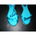 Elie Tahari New $298 Womens Satin Strap Sandals 7 Shoes Blue Leather Flats Desig Photo 1
