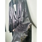 NWT Caroline Constas Gunmetal Silver Draped Style Metallic Shimmer Dress Large Photo 4