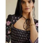 Anthropologie NEW Smocked Black Floral Midi Dress Short Sleeve Size Small $180 Photo 4