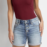 Maurice's  Everflex High Rise Button Fly 5” Shorts Medium Wash Denim Photo 0