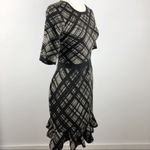 Nina Leonard NWT Plaid Printed Ruffle Hem Knit Dress Large Office Job Career Photo 3