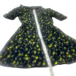 Sunday Best Floral Puff Sleeve Mini Dress Black Yellow Print Size 2XS Blue Photo 3