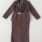 Donna Vinci Couture Brown 2pc Skirt Suit Blazer 10 Elegant Church Formal Photo 0