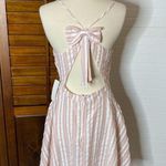 City Vibe  Stripe Bow Fit & Flare Pink Dress Photo 3