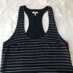 Joie  Striped Silk Racerback Tank‎ Top Scoop Neck Sleeveless Black Silver Medium Photo 3