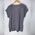 Loft  Large Navy White Stripe Short‎ Sleeve Round Neck Linen T-shirt Photo 1