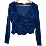 Love, Fire Love Fire Crop Top Womens L Blue Velvet Ruched Stretch Y2K Whimsigoth Romantuc Photo 0