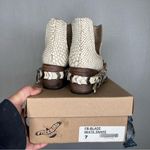 Freebird by Steven | Snakeskin 7 Women’s White Ankle Boots with Silver Hardware Photo 4