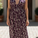 Altar'd State NWOT Alter State V Neck Purple Gold Maxi Dress Photo 0
