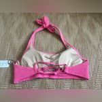Shade & Shore Women's Pink Textured Cut Out Halter Bralette Bikini Top,Size L,NWT Photo 4