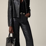 J.Crew  Slim wide leg pant in faux leather Photo 0