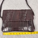Vintage Eel Skin Shoulder Bag Deep Burgundy Flap Top Multiple Compartments Photo 10