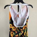 Retro Floral One Piece Swimsuit Halter Skirted Boyshort Pin Up Swimsuit XL Black Orange Photo 4